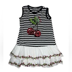 Mona Lisa Girls summer striped cherry dress size 4